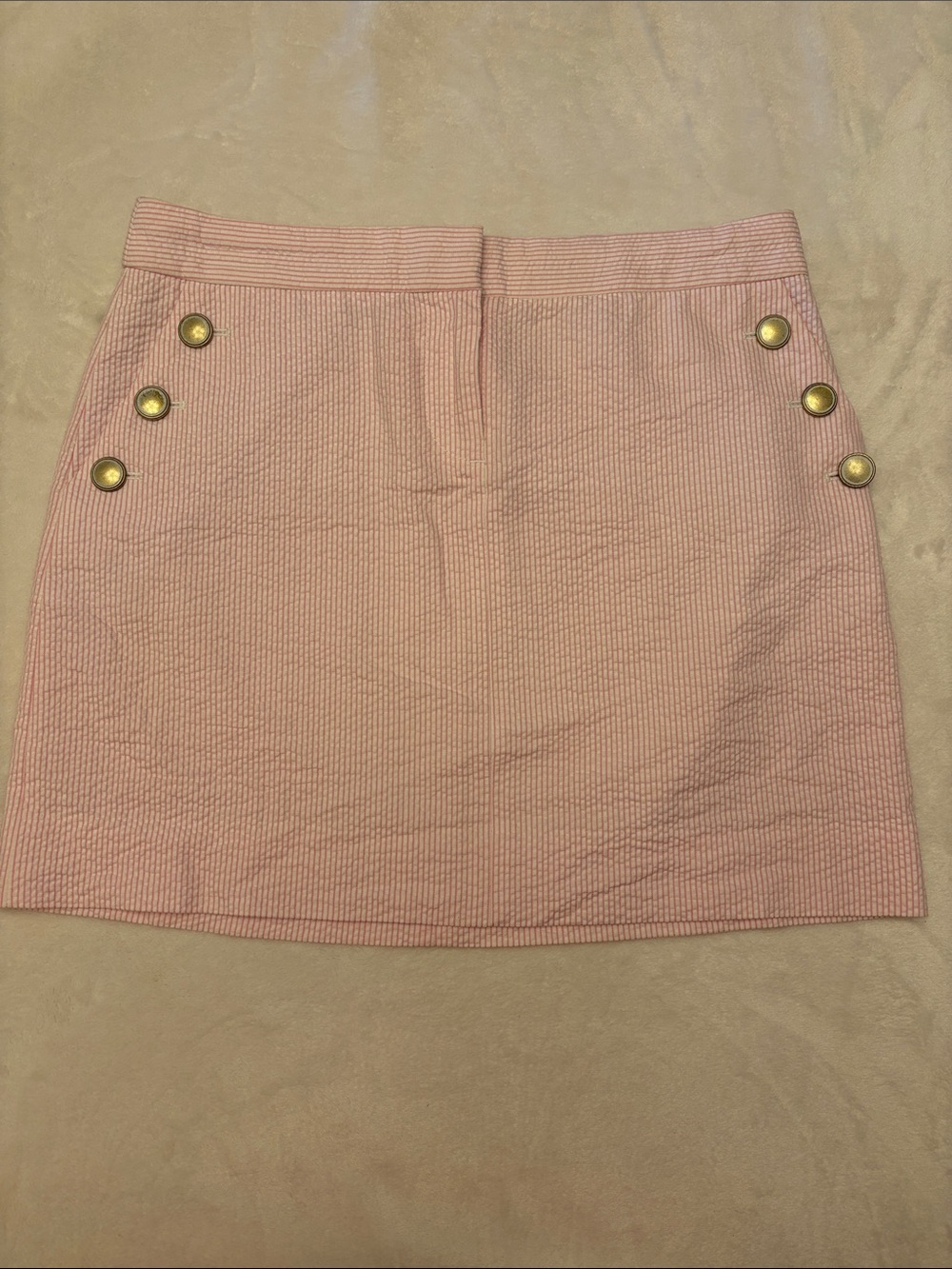 J. Crew Pink and White Seersucker Mini Skirt Size 4